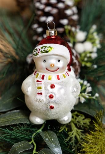 2 Count Glass Snowman Christmas Ornaments – Hand Painted Holiday Decor