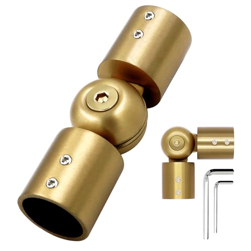 Adjustable Corner Curtain Rod Connector for 1-Inch Bay Windows, Gold