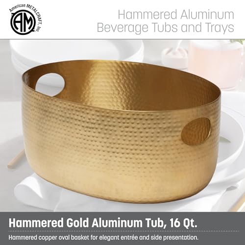 American Metalcraft 512oz Gold Aluminum Beverage Tub with Handles - Large Party Cooler