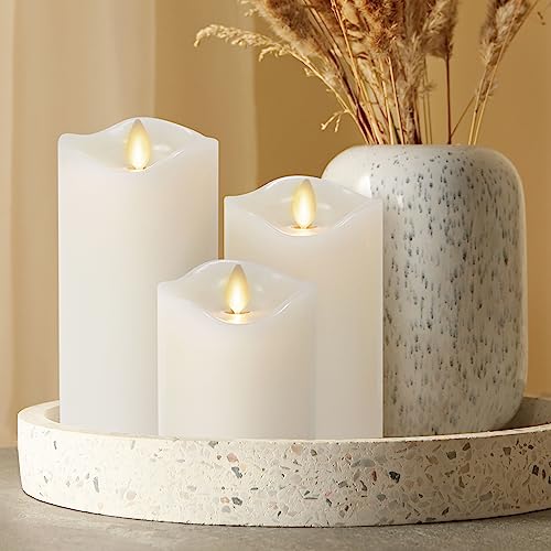 Matchless Candle Co. Ivory Flameless Pillar Candles 3x4.5/5.5/6.5 in (Timer) — Set of 3