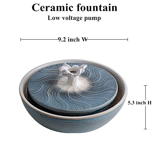 Ceramic Tabletop Water Fountain for Indoor and Outdoor Home Decor