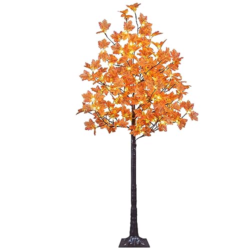 6FT Lighted Maple Tree with 120 Warm White LED Lights - Fall Decor