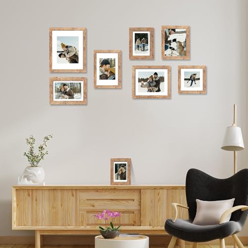 8x10 Rustic Wood Picture Frame with HD Tempered Glass for Wall or Tabletop