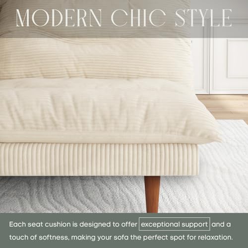 69-Inch Corduroy Convertible Futon Sofa Bed with Adjustable Backrest