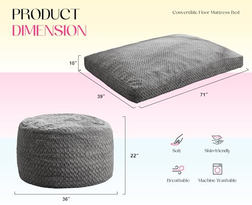 3-in-1 Convertible Bean Bag Chair and Lounger with Memory Foam Filling