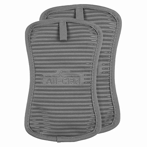 Heat Resistant Silicone Pot Holder Set - 10" x 6" Cotton Kitchen Hot Pads