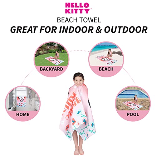 Franco Hello Kitty Kids Cotton Beach Towel 58x28 Inches, Super Soft & Absorbent