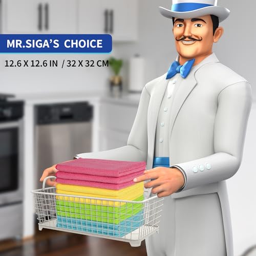 MR.SIGA Microfiber Cleaning Cloths 12 Pack - Streak Free & Absorbent
