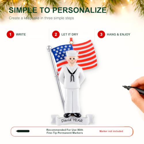 US Navy Christmas Ornament 2026 – Personalized Military Sailor Gift