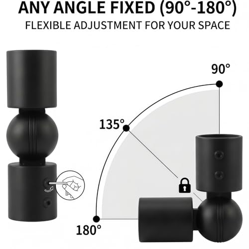 Adjustable Corner Curtain Rod Connector for 1-Inch Rods, 2-Pack Black