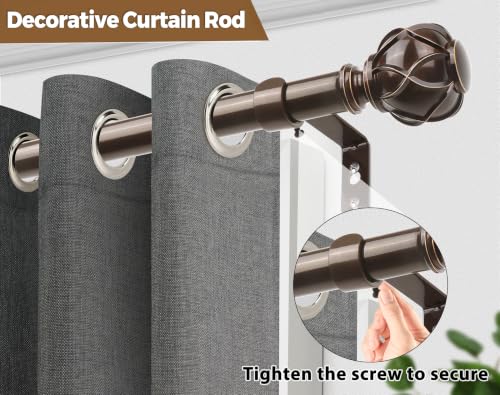 Adjustable Heavy Duty Bronze Curtain Rod for Windows - 7/8 Inch (32-144 Inches)