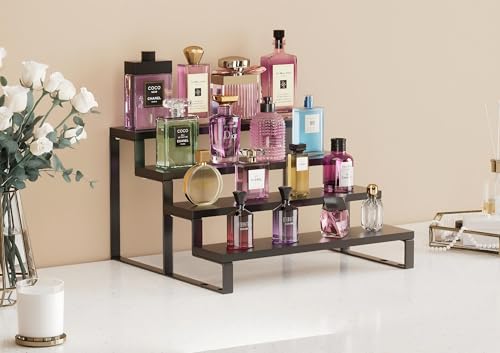 4-Tier Wooden Cologne Organizer Stand for Dresser and Vanity Display