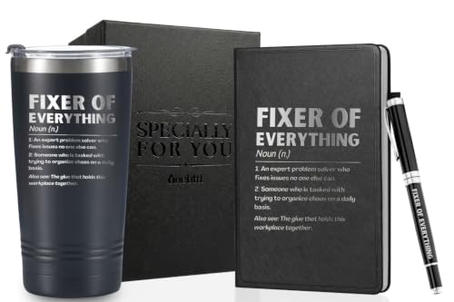 Men's Boss Gift Set - 20oz Travel Tumbler, Leather Notebook & Pen