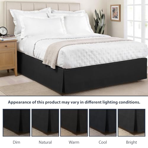 Tailored Microfiber Bed Skirt with Box Pleats - 14 Inch Drop, Twin, Black