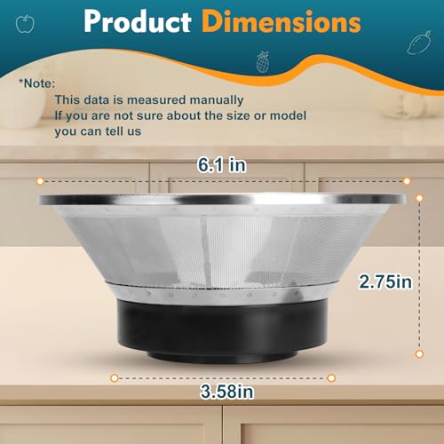 Drkerr Mesh Filter Basket for Juicers JE95XL, JE98XL, BJE200XL - Compatible Replacement with Titanium-Coated Blades
