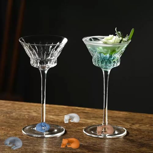 GCFTIFF 12pcs Cat-Shaped Silicone Wine Charms Glass Markers for Bar & Party