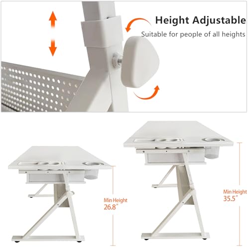 Height Adjustable Drafting Table with Stool - Tilting Art & Craft Desk