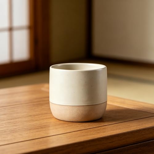 Japanese Ceramic Mug 8oz No Handle Tea Cup - Vintage, Rustic, Microwave & Dishwasher Safe