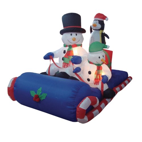 6 FT Lighted Inflatable Snowman with Penguin Holiday Decor