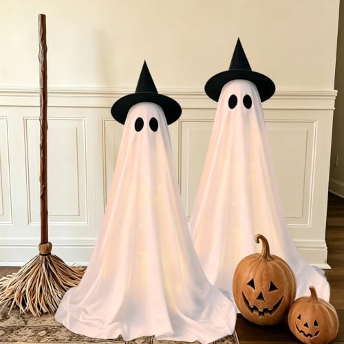 Light-Up Outdoor Halloween Ghost Decorations with Remote Control (Set of 2)