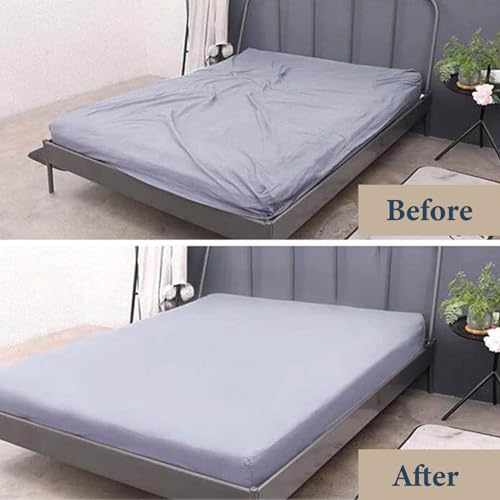 Adjustable Bed Sheet Holder Straps with Metal Clips - 2PCS White
