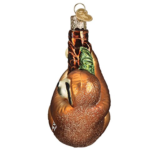 Handcrafted Blown Glass Smiling Sloth Christmas Tree Ornament
