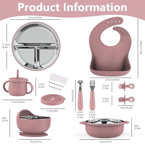 13-Piece Baby Feeding Set with Suction Plate, Bowls, Bibs, and Utensils