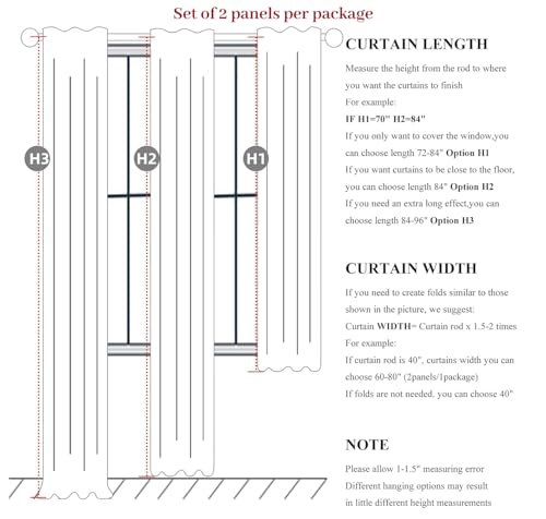 100% Blackout Thermal Curtains 84" Length, 2 Panels Set - Off White