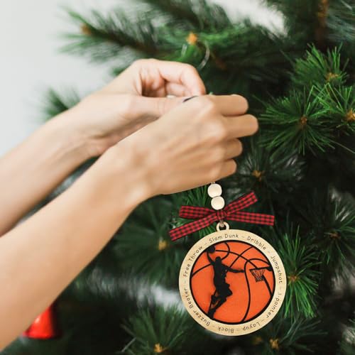 PAIVSUN Basketball Christmas Ornament Wooden Holiday Decor for Tree - Gift for Players & Fans