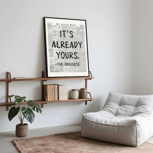 Framed Retro Newspaper Motivational Quote Canvas Wall Art 8x12 Inch