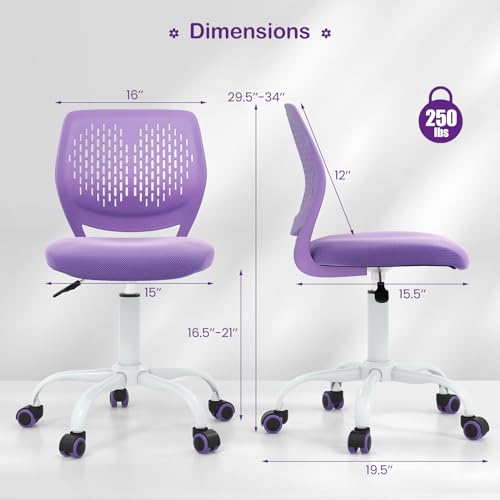 Kids Ergonomic Adjustable Study Chair with Lumbar Support and Swivel Wheels