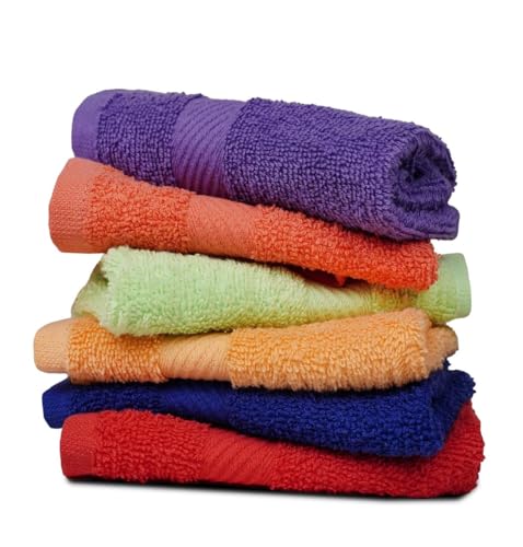 ZUPERIA 24 Pack Cotton Washcloths - 12x12 Inch, Soft Absorbent Face & Spa Towels, Reusable, Multi-Color