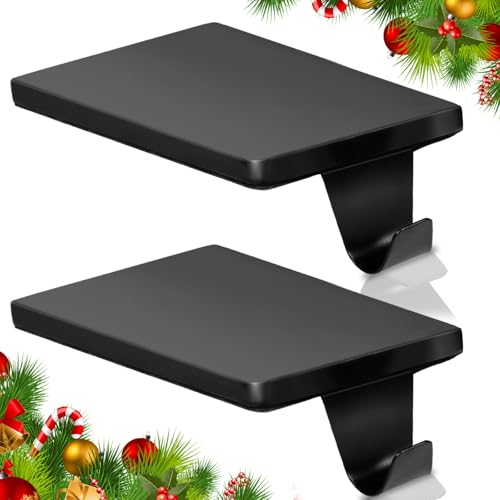 Heavy Duty Black Iron Christmas Stocking Holders for Mantel - Set of 2