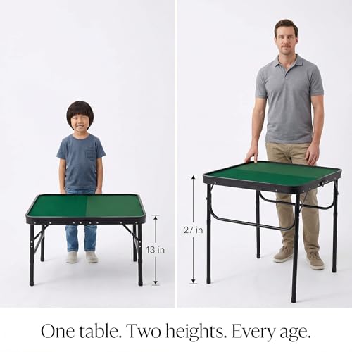 31.5-inch Foldable Mahjong Table with Flocked Mat & Dual-Height Adjustment