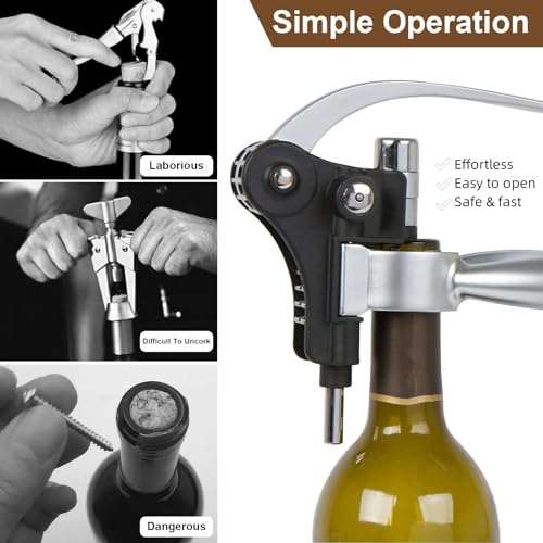 8-Piece Wine Bottle Opener Gift Set with Wooden Case - Corkscrew & Accessories
