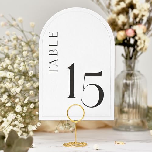 Minimalist Arch Wedding Table Numbers 1-20, 4x6 Inch Debossed Cardstock