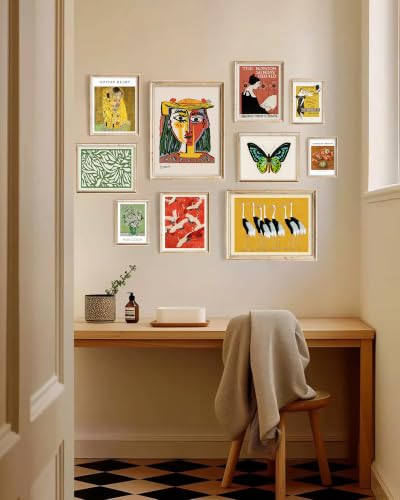 10-Piece Vintage Eclectic Gallery Wall Art Set, Unframed Canvas Prints