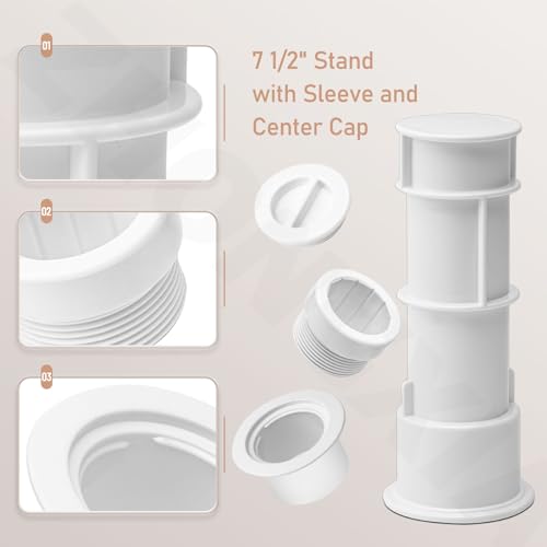 Adjustable Pool Umbrella Stand with Sleeve for Decks and Floors, White
