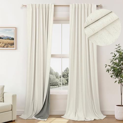 100% Blackout Curtains 84 Inch Length - 2 Panel Set for Bedroom