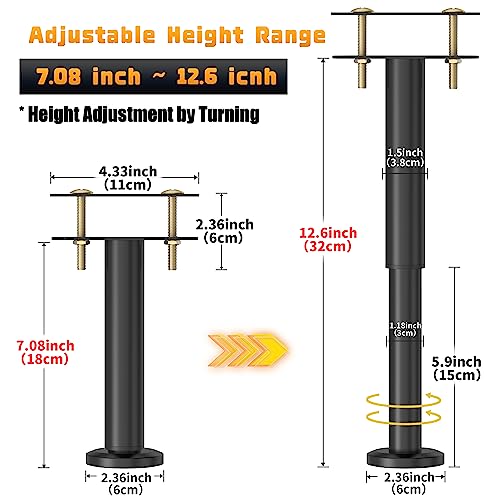 Adjustable Bed Support Legs 7.08-12.6 Inch - Heavy Duty Metal (4 Pack)