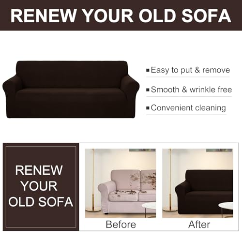 Stretch Couch Cover for 3 Cushion Sofa - Jacquard Furniture Protector
