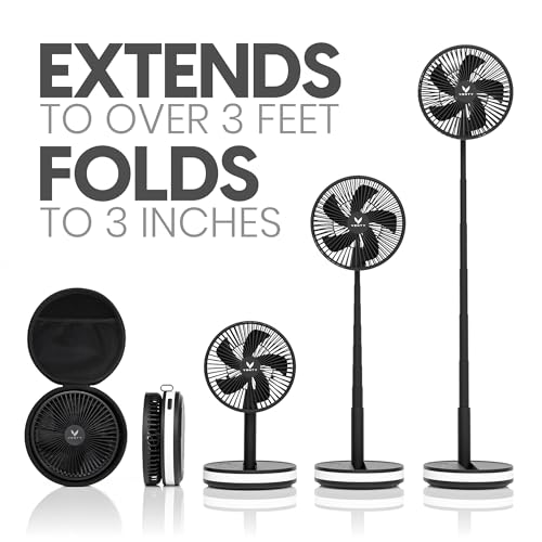 Portable Wireless Oscillating Fan with Remote, LED Light & Power Bank