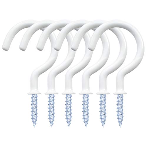 12 Pack Vinyl Coated Screw-In Ceiling Hooks for Indoor & Outdoor Use