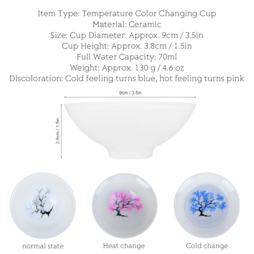 Color Changing Ceramic Tea Cup 70ml Hot & Cold Sensitive Flower Mug