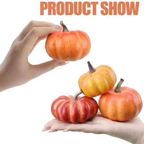 16-Piece Mini Artificial Pumpkin Decor Set with Maple Leaves and Berries