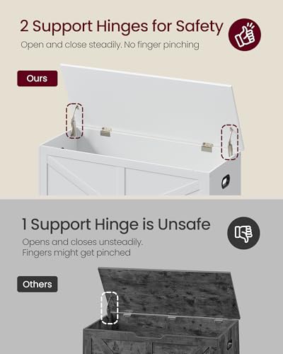 Farmhouse Storage Bench with 2 Fabric Drawers and Safety Hinged Lid