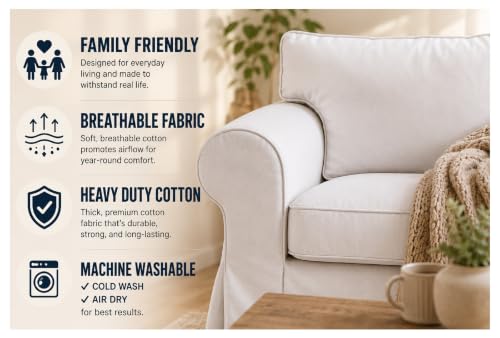 Ektorp Loveseat Cover - Heavy Duty Cotton Slipcover in Light Gray
