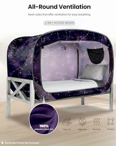 Twin Size Bed Privacy Tent - Portable Indoor Pop-Up Canopy with 2 Doors