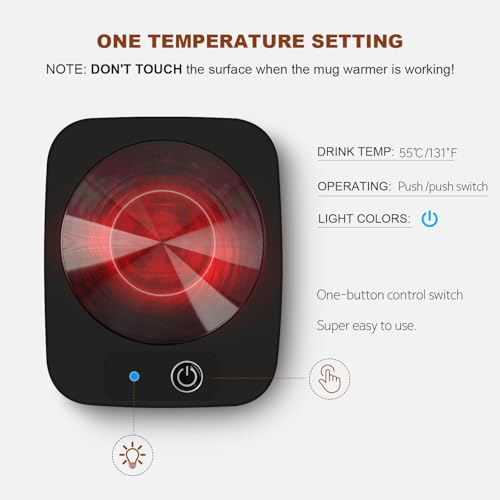 Electric Coffee Mug Warmer 131℉ with Aluminum Panel, Suitable for Most Cups