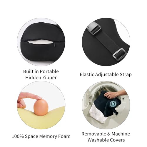 Memory Foam Car Headrest Pillow for Neck Support - 2 Pack with Sleep Masks